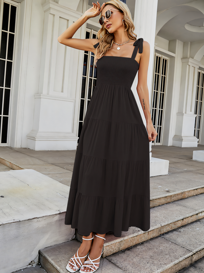 Solid Color Strap Maxi Dress