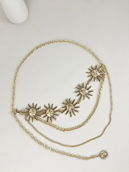 Vintage Sunflower Multi-Layered Chain Belt