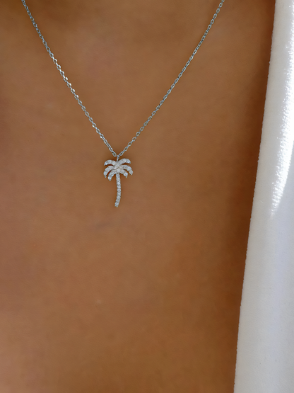 Rhinestone Coconut Tree Pendant Necklace