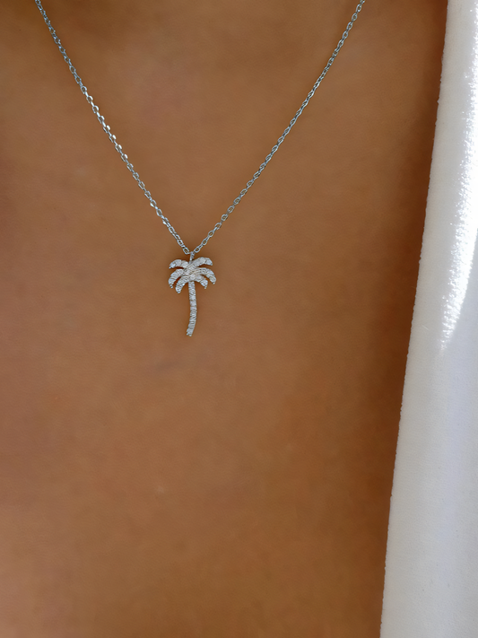 Rhinestone Coconut Tree Pendant Necklace