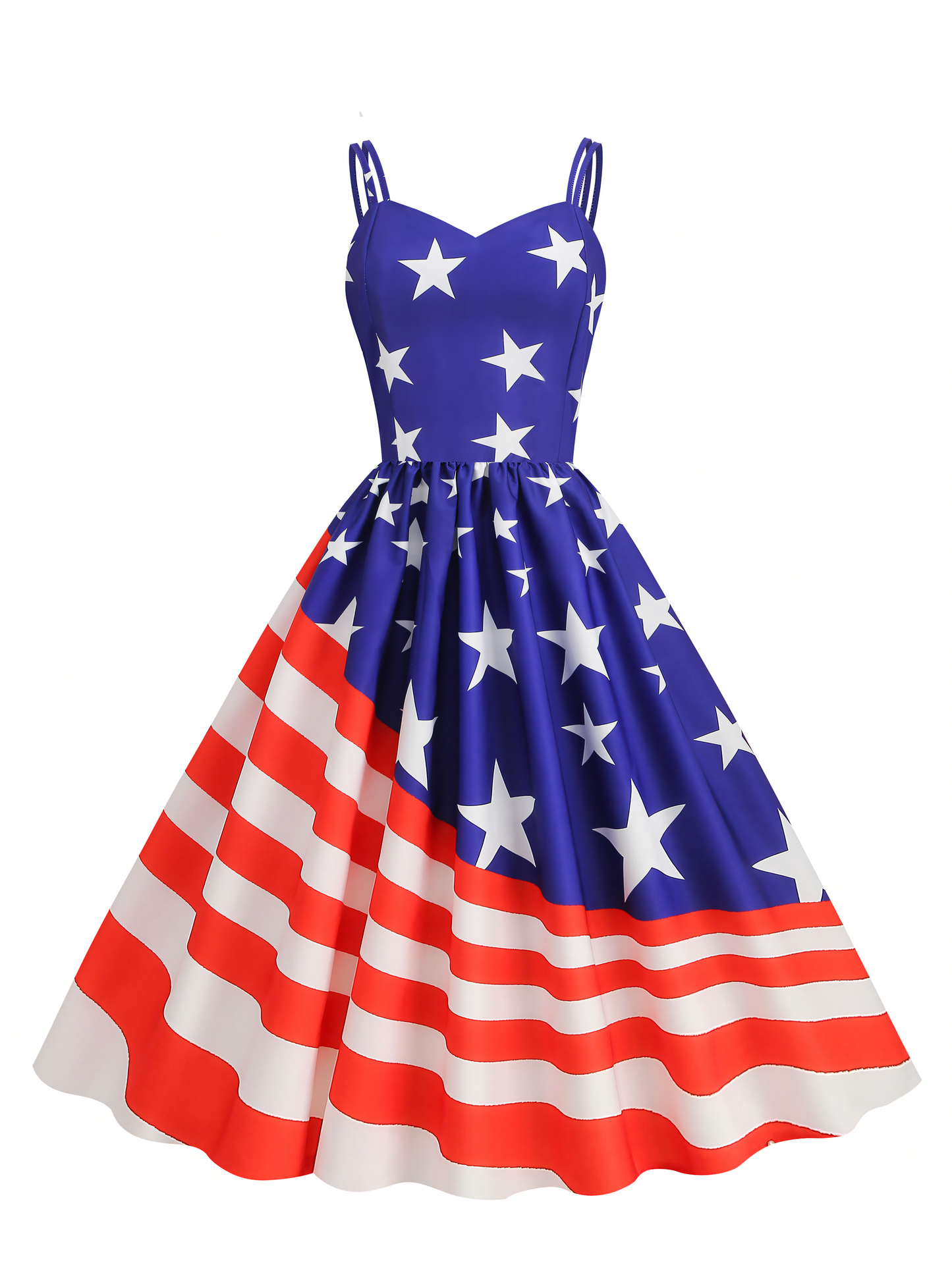 Independence Day Printed Vintage Midi Dress