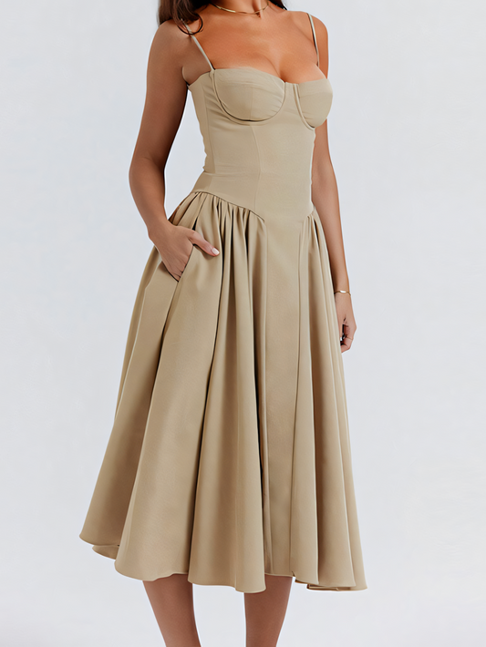 Solid Vintage-inspired Slip Maxi Dress