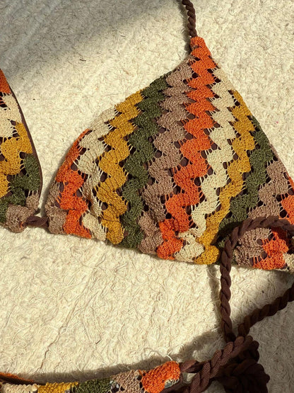 Braided String Embroidered Bikini