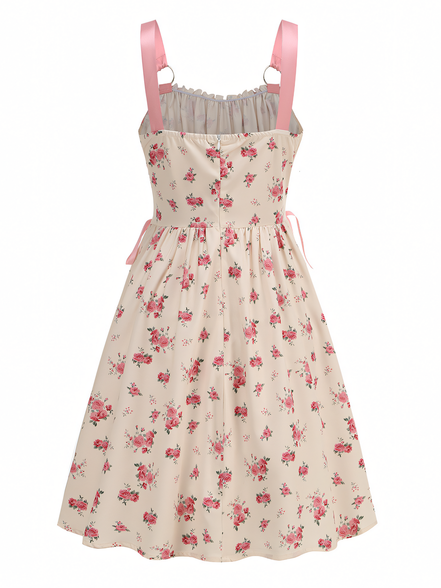 Pink Floral Print  Slip Midi Dress