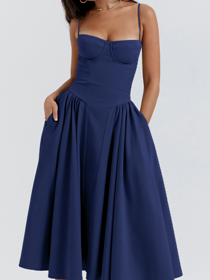 Solid Vintage-inspired Slip Maxi Dress