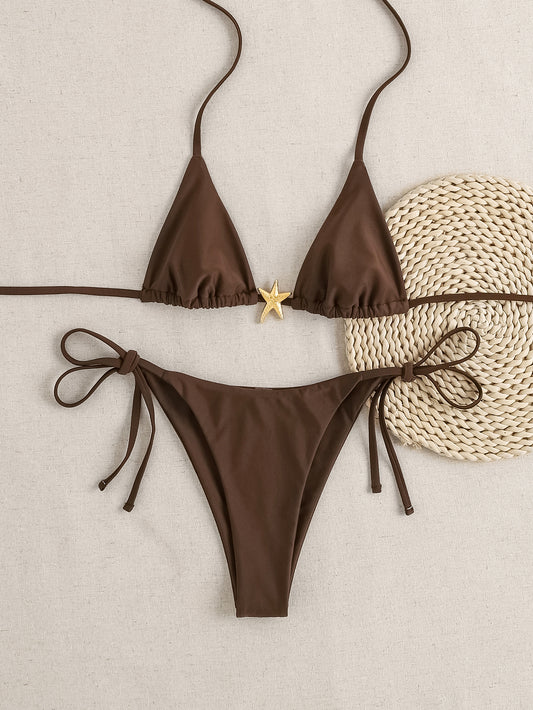 Coffee-colored Starfish Belt Bikini