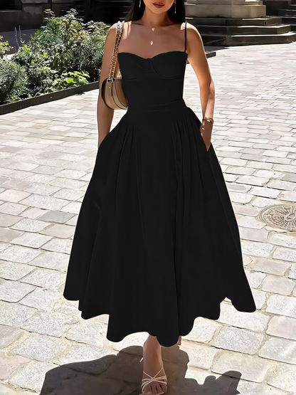 Solid Vintage-inspired Slip Maxi Dress