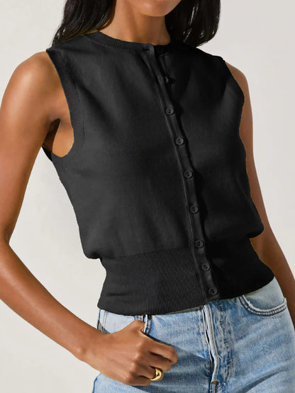 Solid Color Knit Out Tank Top