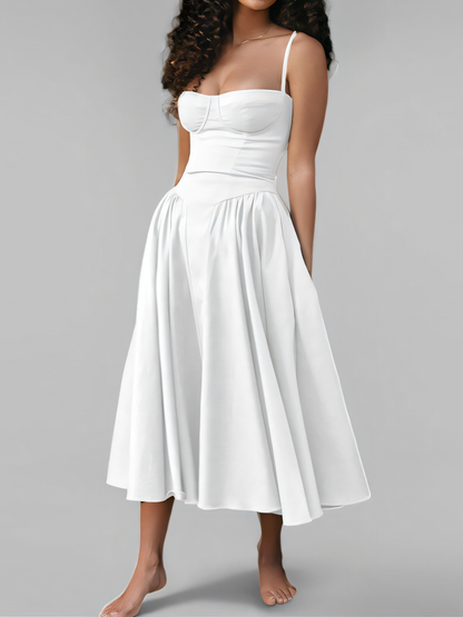Solid Vintage-inspired Slip Maxi Dress