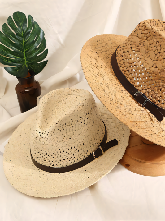Straw Large Cowboy Retractable Beach Hat