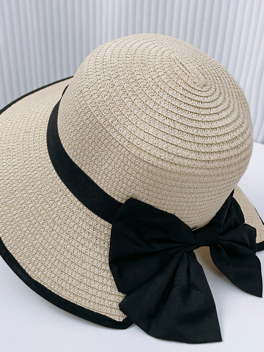 Bow Straw Strap Beach Hat