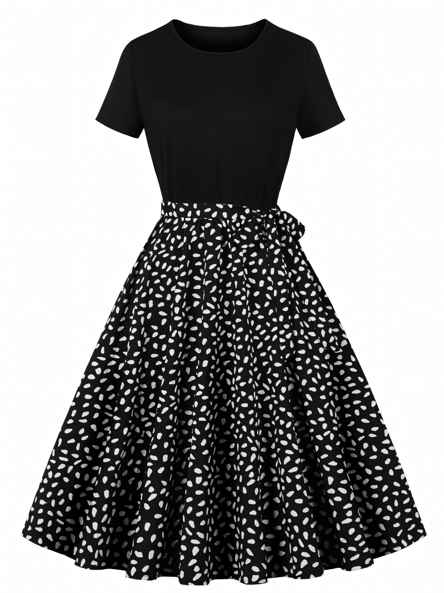 Black White Dot Vintage Midi Dress