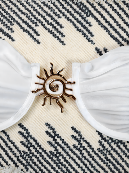 Sexy Solid Color Pleats Split Bikini