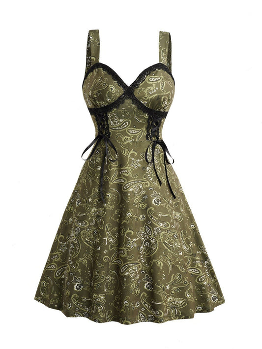 Lace Printed Slip Midi Dress