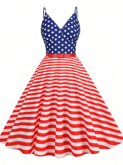 Independence Day Red Striped Vintage Mini Dress